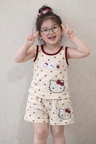 BT948-CB 2 bộ KITTY TOONH ĐỎ DÁNG CỘC MIX ÁO DÂY cotton