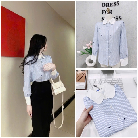 🌸 A233-SƠ MI GU CỔ SEN KẺ NƠ PHỐI TAY DÀI 🌷