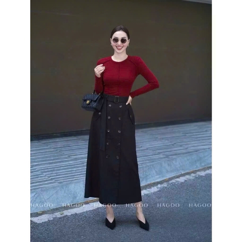 SET340- SET CV MIDI ĐAI ÁO ZIP CO GIÃN  TKẾ ☘️