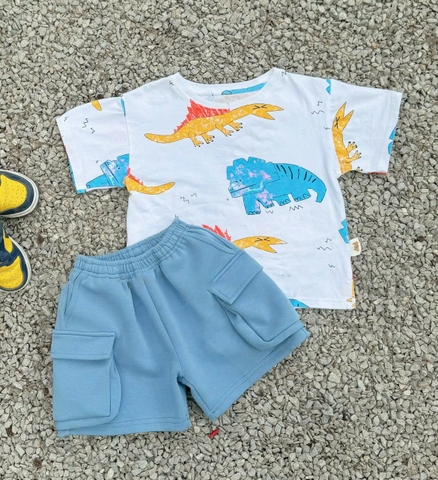 BT503- Bộ KL loang áo cotton mix quần cua túi hộp xanh nhạt