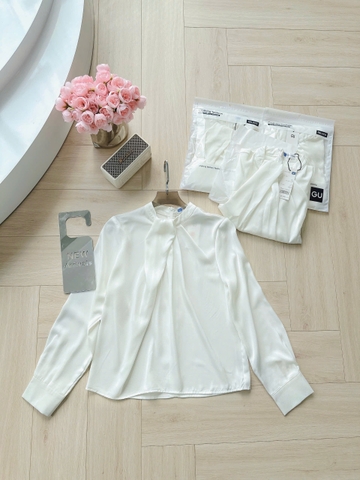 ✨A218- ÁO SƠ MI LỤA TRẮNG CỔ CÁCH ĐIỆU DÀI TAY