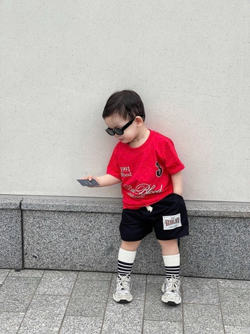 Size đại- BT476- bộ bad số 3 màu đỏ,quần đen bé trai chất cotton mix cua