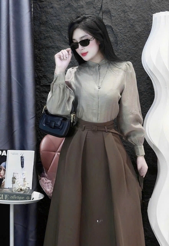 A150-Áo sơ mi lụa tuyết xám maisushishop