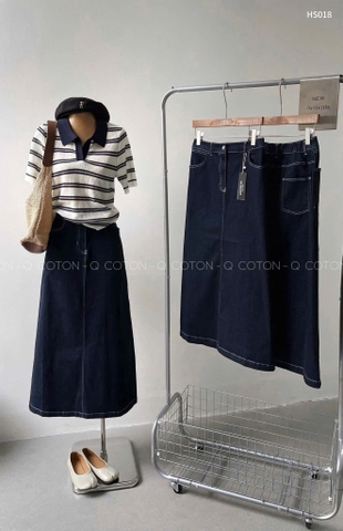 Cv013- CV jeans xoè màu đậm dáng dài 85cm