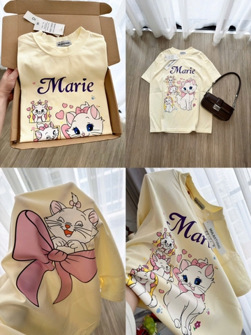 a568- Áo thung suông in MÈo vàng nhạt chất đẹp