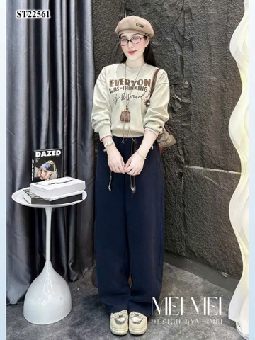 SET806-Bộ nỉ phối BE NEW quần than chất nỉ hai da