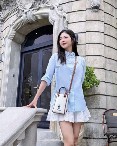 A542-Áo somi xanh đũi thêu ngựa hàng nhà máy đủ tem
