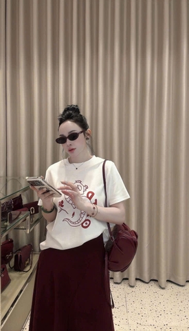 ☘️SET484-SET BỘ CV ĐỎ mix áp coton trắng in rông