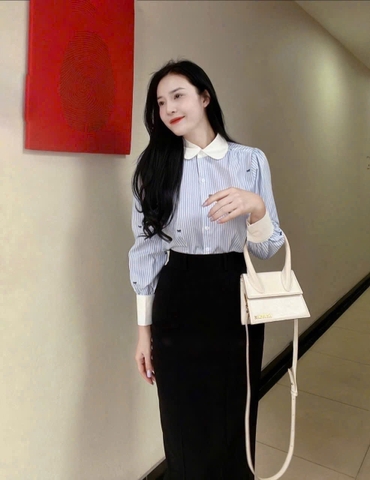 🌸 A233-SƠ MI GU CỔ SEN KẺ NƠ PHỐI TAY DÀI 🌷