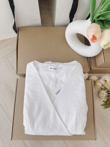 SET752- Bộ đũi lien áo vest sát nách phối quần suông trắng