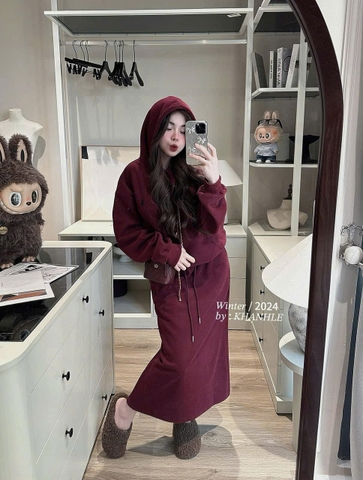 SET437-Set CV nỉ tag NGỰA chất nỉ màu đỏ