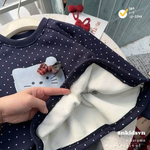 KEM TUI - BT785-Bộ PEPUM BI kitty nỉ lót bông quần legging đính nơ