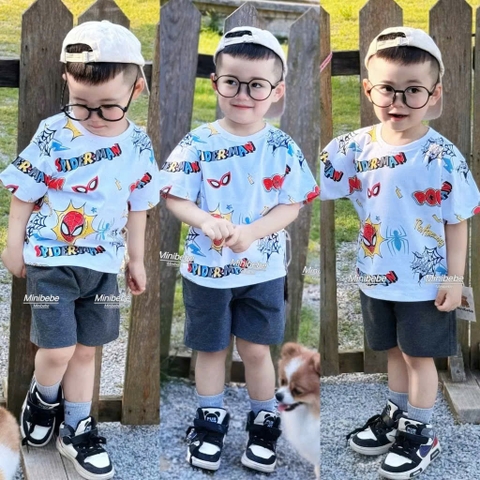 BT531-  Bộ áo cotton NHỆN CHỮ mix quần jeans co giãn