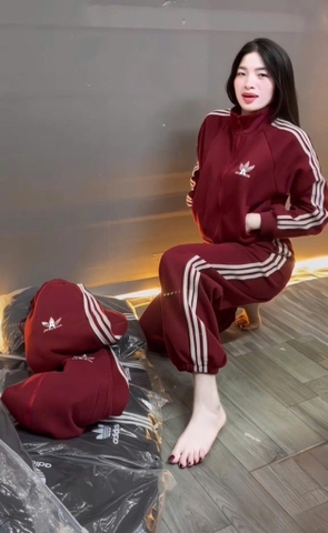 set827- Set nỉ hai da ADD màu đỏ khoá kéo