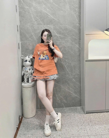 A313- Áo thun mảu cam đất cotton mát