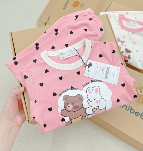 Cb169- (9-26kg) Combo 2 bộ thun díp bé gái Gấu bi VNXK