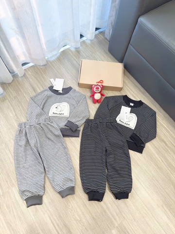 Bt762- Bộ nỉ zip lông kẻ ngang viền đáo Bake