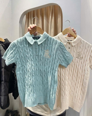 A540-Áo len thừng cộc tay màu xanh hàng nhà máy đủ tem