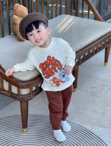 CB394-Combo 3 bộ thun dài tay bé trai hoạt hình Chó cứu hộ, Bluey, Tom Jerry