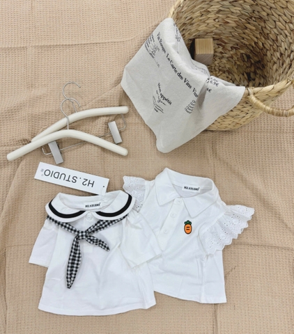 CB340- Combo 2 áo trắng cộc tay chất đẹp bé gái
