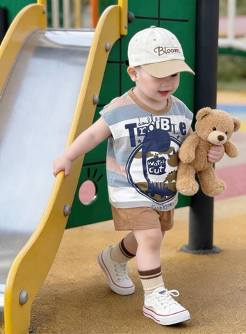 BT9420-CB 3 bộ balo cotton quần sọc 3 màu VÀNG-NÂU=XANH
