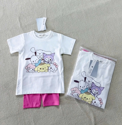 BT461- Bộ áo cotton cute mix kèm legging hồng bé gái