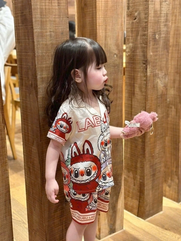 CB260- combo 2 bộ Pijama labubu chất lụa bé gái