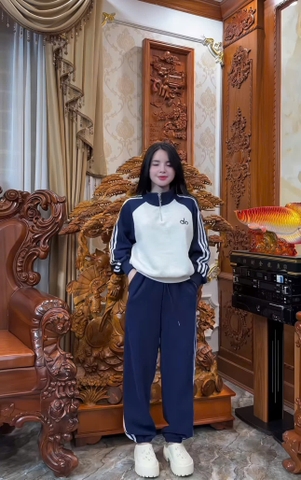 set826- Set Alo thêu nỉ haida  phối ghi-than dài tay