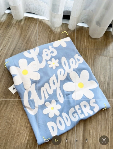 A580-Áo thun suông xanh dương họa tiết trắng