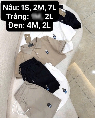 ✌🏻SET505- Bộ GẤU thêu màu trắng quần short cạp chun