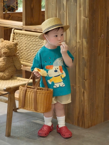 BT899-combo 2 áo thun XANH-TRắng chất cotton loại đẹp