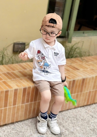 BT504- Bộ polo cotton cứu hộ mix quần ghi nhạt kaki chun