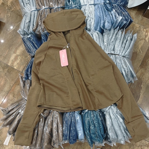 a215-Áo chống nắng chất UMI dẻo mềm,mũ to 6 màu freesize