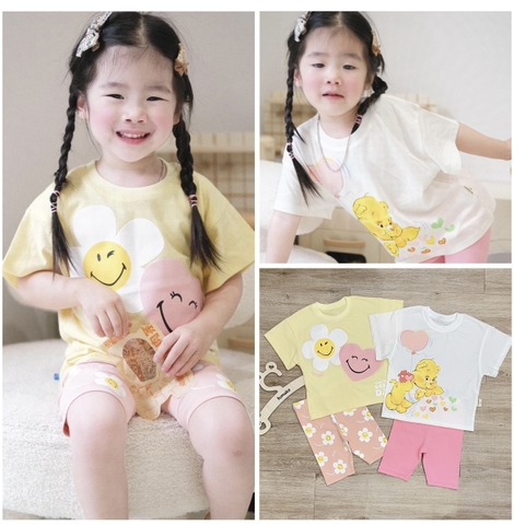 CB112- Combo 2 bộ HOA GẤU bé gái VNXK