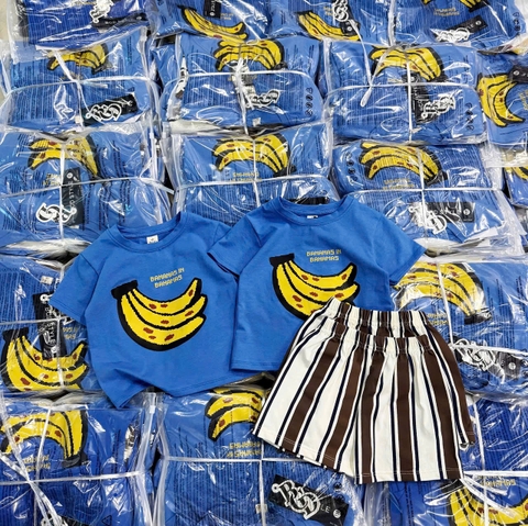 BT1030- Bộ cotton Xanh-Vàng in chuối