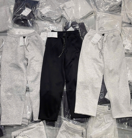 Quan087-Quần baggy nỉ suông ống rộng cạp chun 3 màu
