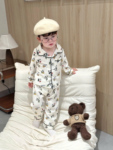 bt688- Combo 2 bộ pijama mickey xanh sọc chất đũi tằm