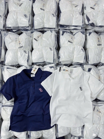 A255-Combo 2 áo polo nữ thêu gấu WH than trắng