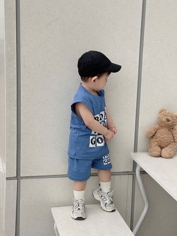 cb307-Combo 2 bộ cotton BONNA TIKE in chư balo be -xanh