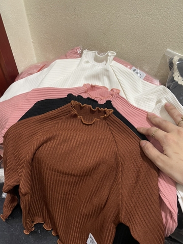 CB023- combo 3 áo tăm viền bèo màu trơn trẻ em VNXK