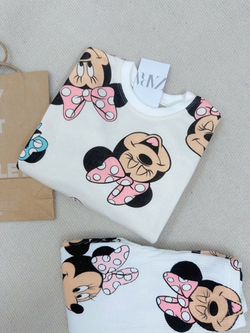 BN155-(8-26kg)- Bộ nỉ thu đông bé gái Mickey Hồng VNXK