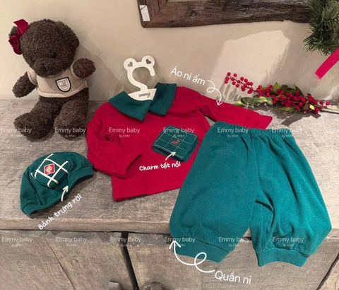 [KEM MU] Bt760- Bộ Tết kèm mũ nhồi chất nỉ lông mềm đẹp