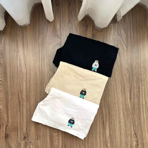 QUAN110-Set 3 quần kaki cộc cạp chun thêu gấu