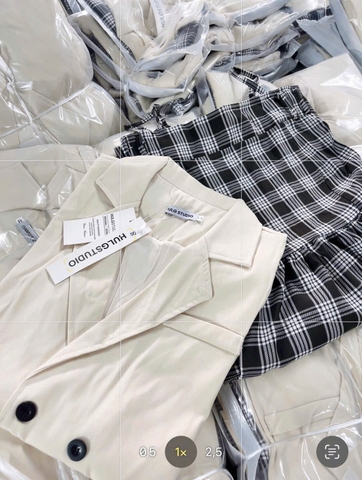 SET926-SET áo vest be mix ĐẦM MAXI dây kẻ nâu