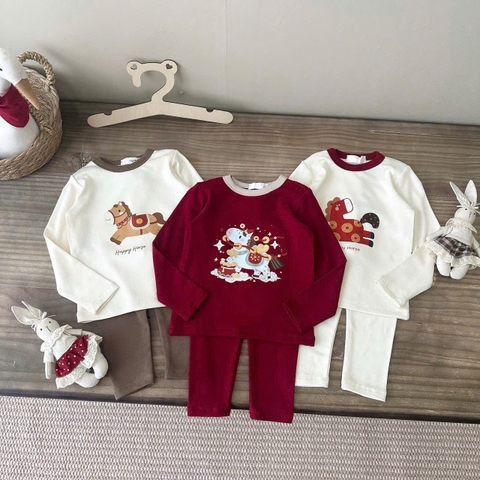 Bt790- Bộ nỉ lót lông Tết BÍnh Ngọ cho bé