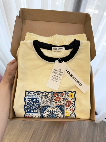SET987- Set đũi lien màu vàng thổ cẩm