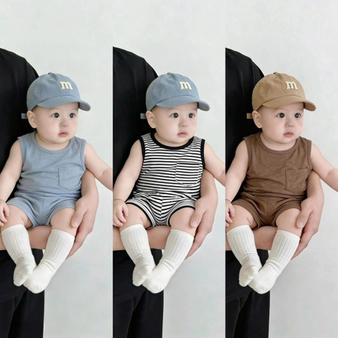 BT996- Combo 3 bộ balo màu trơn chất cotton siêu mát