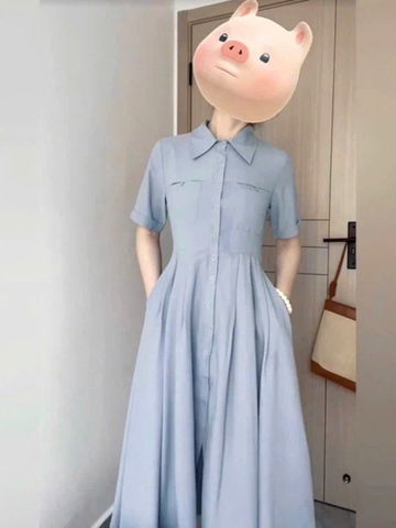 ✨ Dam162- VÁY LI DÁNG DÀI TÚI NGỰC TAY GẬP GẤU✨