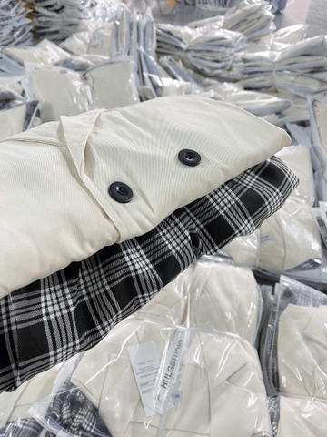 SET926-SET áo vest be mix ĐẦM MAXI dây kẻ nâu