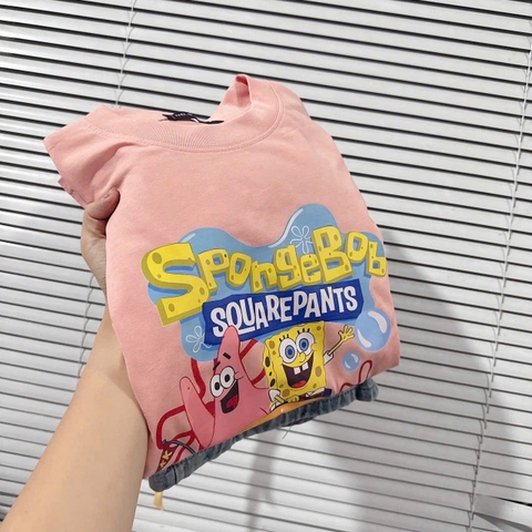 SET691- Bộ áo phông BỌt BIỂN mix quần jeans ngố rách gấu